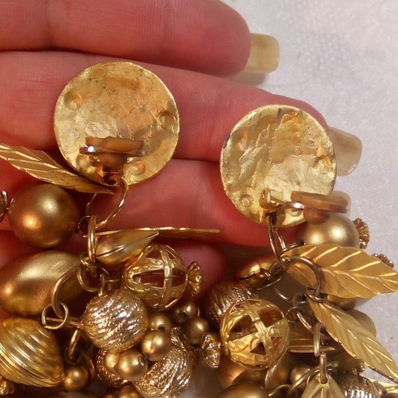 Gold tone 3 1/2" long Cha Cha earrings - Picture 5 of 7